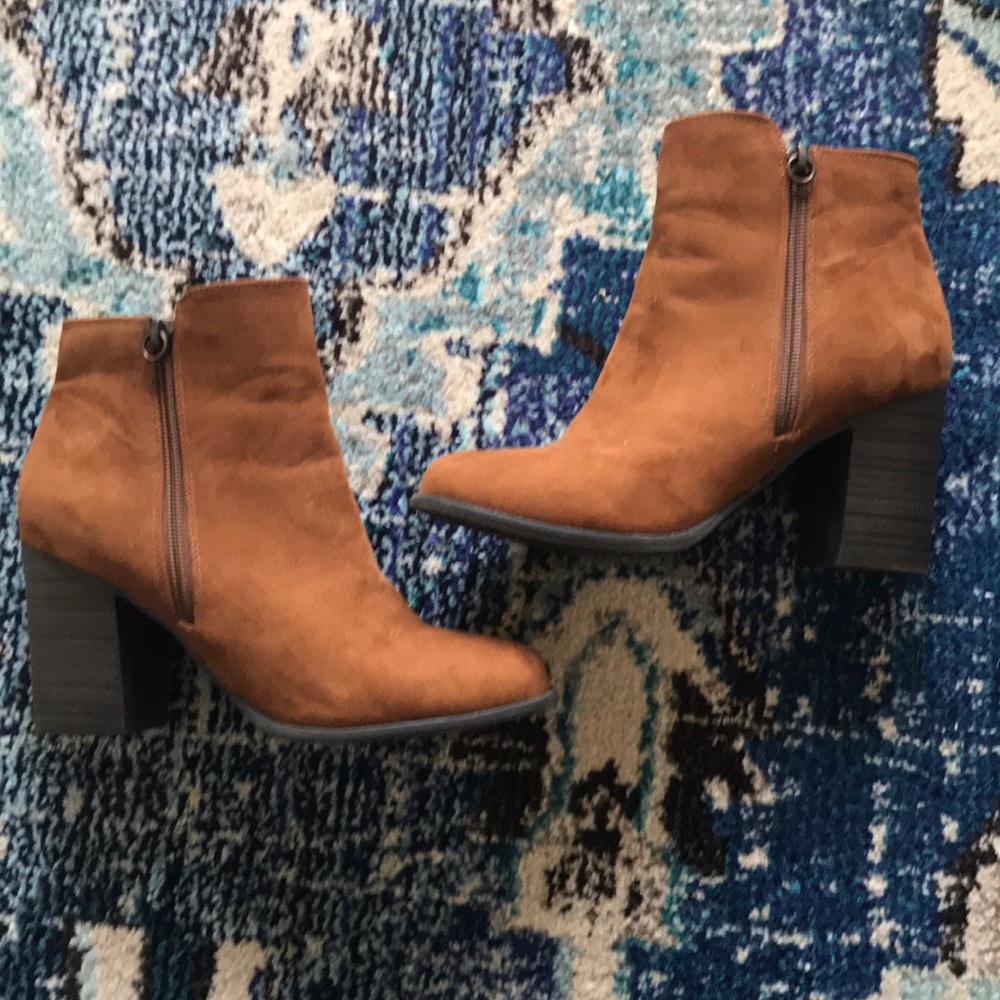 Tan suede booties